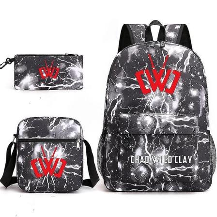 Chad Wild Clay Game Student Skoletaske Creative Pattern Casual Rygsæk Lille skuldertaske Case C - Perfet LINGHTNING BLACK
