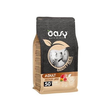 Oasy Grain Free Adult Medium & Large Con Agnello Per Cani Adulti