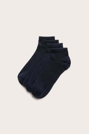 Kappahl | Prążkowane skarpetki-stopki, 4-pak | Ciemnoniebieski