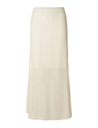 Slfagny Hw Long Knit Skirt Lång Kjol Cream Selected Femme