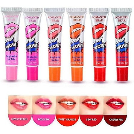 6 Färger Tattoo Magic Color Läppglans Läppstift Set