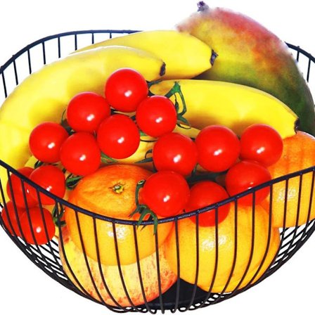 Fruktkurv, stor fruktskål i rustfritt stål, uregelmessig hullet metall