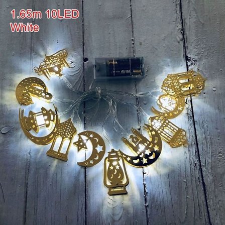 1.65m 10LED Eid Mubarak LED-lysstreng Ramadan-dekorasjon