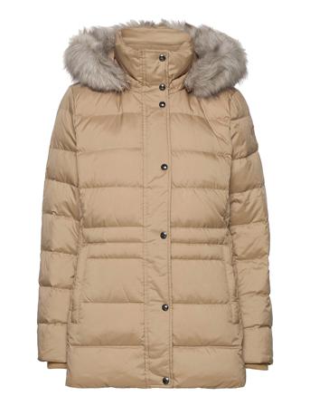 Th Ess Tyra Down Jkt With Fur Beige Tommy Hilfiger
