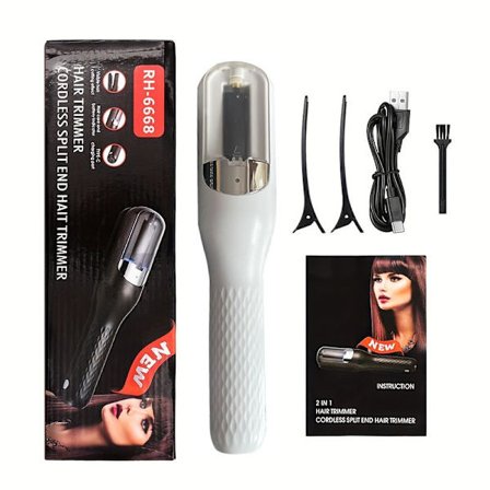 Hårklipper til spaltede spidser, trimmer til spaltede spidser, fjerner beskadiget hår, hårpleje, genopladelig, trådløs hårklipning, hvid