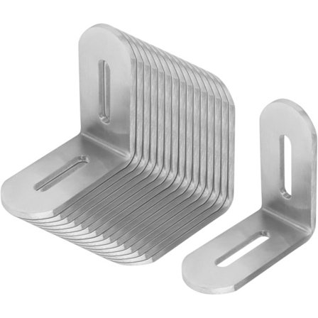 16 stk. sporhullhjørnebraketter, 50x50mm, festebrakett, tykkelse