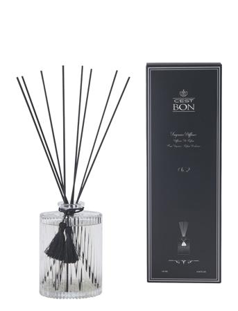 Diffuser Oval Bottle W Grooves & Tassel No.2 Parfyme Til Hjemmet Svart C'est Bon