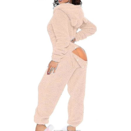Sexy Voksen Onesie Pyjamas For Kvinner Rompe Klaff Fleece Hette One Piece Pyjamas Dame Fluffy Sleepwear-lingling}