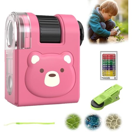 Mini Mikroskop for Barn, Lite Forsker Mikroskop, Bærbart Puslespill Utendørs Utforskningsverktøy (Bjørn)