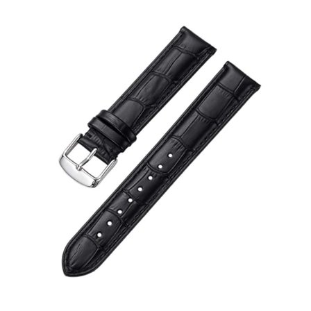 IC-kello nahkaremmi - Nopea irrotusremmi ruostumattomasta teräksestä valmistetulla soljella - Vedenkestävä vasikannahka —1,7 Musta, Hopea solki