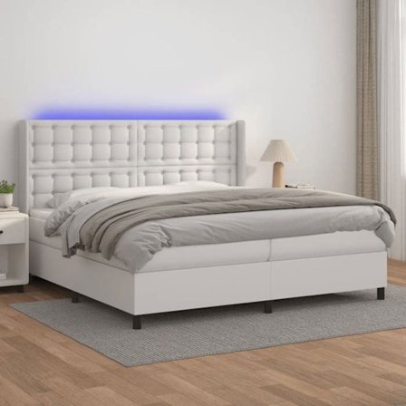 Maison Exclusive - Sängstomme med lameller säng madrass LED Vit 200x200 cm Konstläder