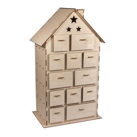 Julekalender hus at bygge 25,5 x 17,5 cm