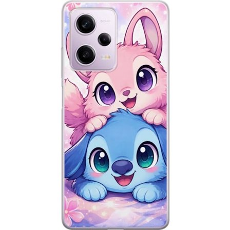 Kompatibelt Mobildeksel til Xiaomi Xiaomi Redmi Note 12 Pro Søt kawaii illustrasjon med rosa og blå fantasidyr, store øyne og myke farger perfekt f