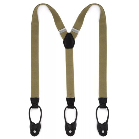 Wąskie oliwkowe szelki na guziki dla mężczyzn - Szelki na guziki
