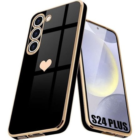 Beskyttelsesskal - BOOLING - til Samsung Galaxy S24+ - Fleksibel - Sort - Hjerte mønster