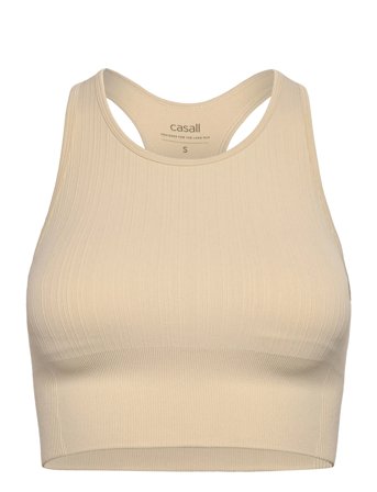 Casall Multi Rib Seamless Padded Sports Top - Beige - M