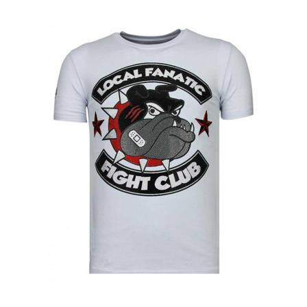 Local Fanatic Fight Club Spike Rhinestone - T shirt - 13-6230W vit, Herr, Herr, Storlek: S