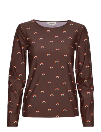 Pernillemd Print Ls Top Brown Modström