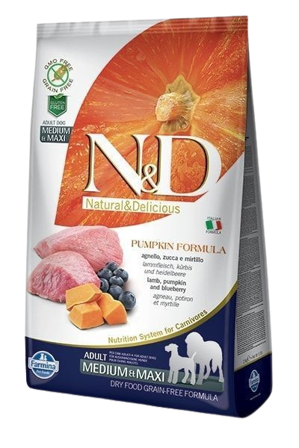 Farmina - Dog N&D Pumpkin Lamb & Blueberry Adult Medium/Maxi 2,5 kg - Hund - Hundefôr & hundemat - Tørrfôr for hund - ZOO.no