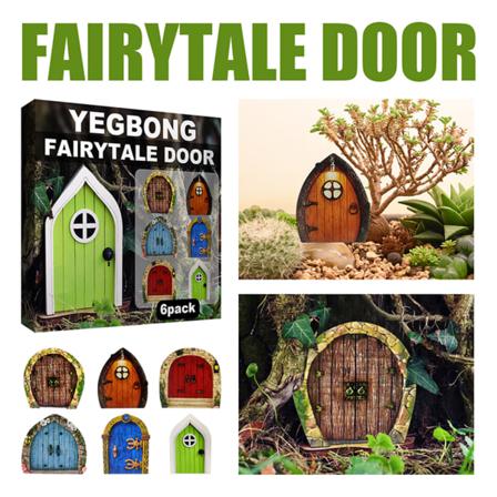 6st Trä Miniatyr Fairy Dwarf Fönsterdörr Trädgårdsskulptur