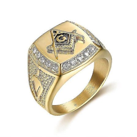 Ag Rustfri Stål Ring Mænd Vintage Guld Farve Mand Hiphop Rock Herre Ringe Retro Frimurer Frimureri Masonic Punk Smykker