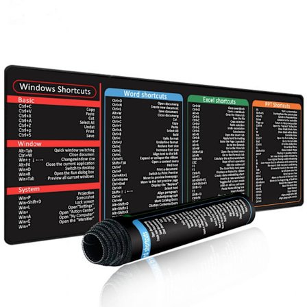 Ekstra Stor Skrivebordsmåtte med Excels Word Genvej, Skridsikker Gummibase