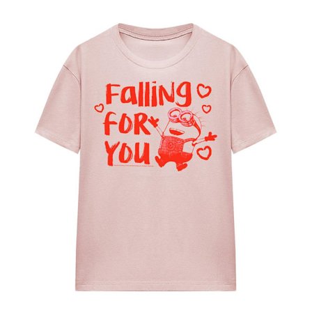 Minions Unisex Vuxen Falling For You Dam T-Shirt S Powder Ro