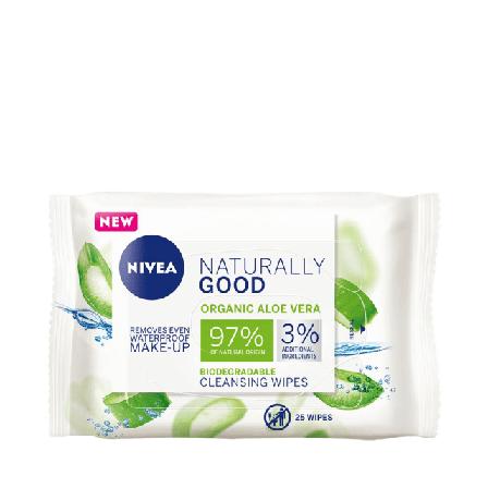 NIVEA Ansiktsservetter Naturally Good Cleansing Wipes 25 st Rengöring Dam 25pcs