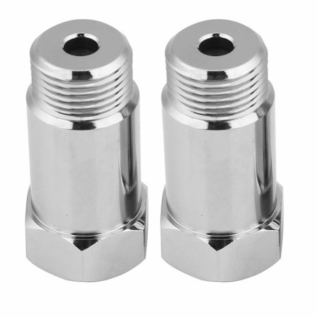 O2 sensor spacer + Oksygensensor 2 stk 45mm M18*1.5 Sjekk motorlys eliminator adapter O2 oksygensensor forlenger spacer sølv