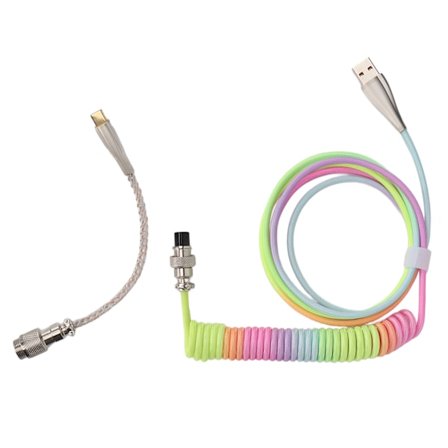Speltangentbord Kabel Gradient Färg RGB Luminous Anpassad Mekanisk Tangentbord Retractable USB C Spiralfjäder Kabel Typ 2