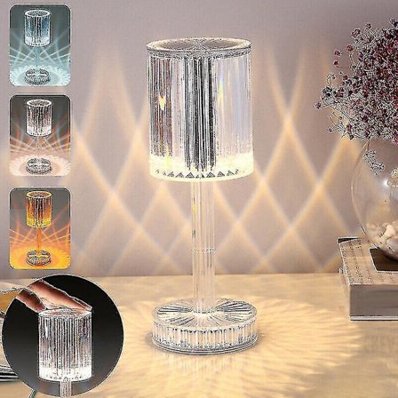 Touching Control Gatsby Crystal Lamp,3 Colors Changing Lamp Usb Rechargeable