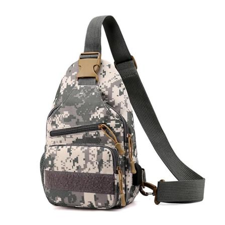 Fashion Herre Camo Taktisk Justerbar Rem Skuldertaske Cross-body Taske Messenger Taske Sport Brysttaske DB White Camo