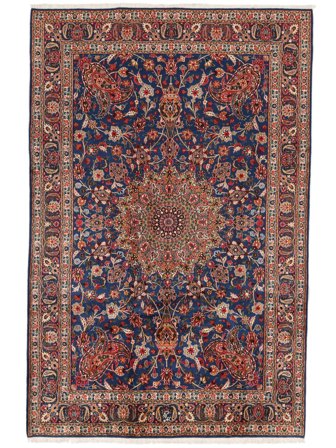 Noué À La Main Moud Sherkat Farsh Tapis 202X310 Persan De Laine Rouge Foncé/Noir