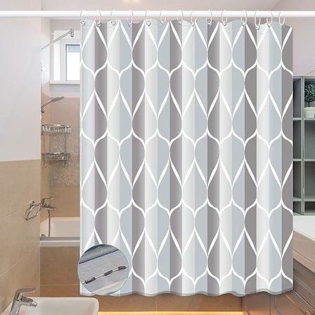 Duschdraperi 180 x 180 cm 100 % polyester med ringar, antimögel