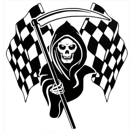 Bil dekor/Väggdekor - Dödskalle Döskalle racing flagga