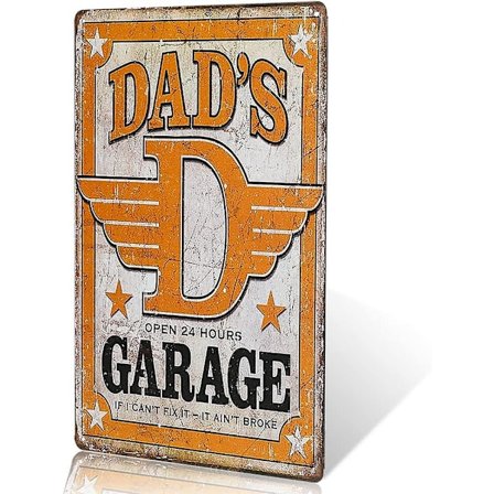 HKK Pappas Garage Plåtskylt Dekor Rolig Humor Pappa Far {HW}