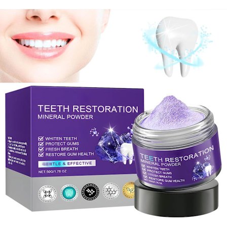 Mineralpulver til tandrestaurering, mineralpulver til mund- og tandpleje, effektiv til at styrke tænder og tandkød, lilla 1