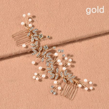 Hårkam med bladformet blomst GULD guld[XJ]