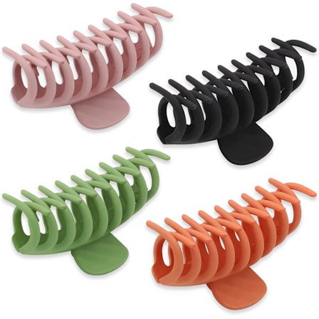 Set med 4 stora hårklämmor, halkfria hårklämmor färgglada klor