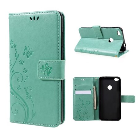 Huawei Honor 8 Lite Kuvioitu Nahkakotelo Lompakko - Syaani