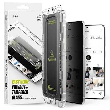 Ringke Easy Slide 2-pack Privacy Glass Screen Protector for Samsung Galaxy S25 Edge