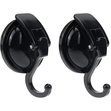 Sugekop-krog Badeværelseskrog 2 stykker Viskestykke-krog Borefri Sort Håndklædekrog Stærk Sugekop Nano-sugekopper Badeværelse Kan Holde 5 kg