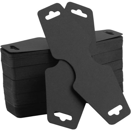 250 stk. Halskæde Display Kort Armbånd Kortholder Tom Kraft Papir Hængende Smykkeetiketter (Sort) - Perfet