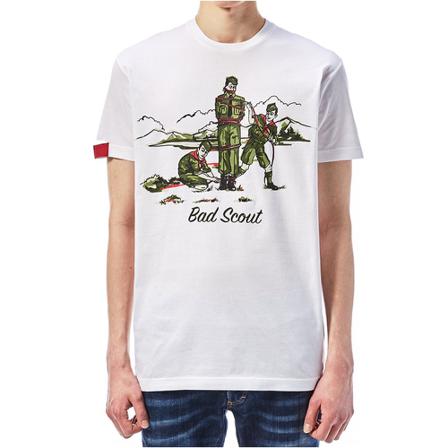 Dsquared2 Bad Scout Print T-shirt , Wit , Heren , Maat: XL