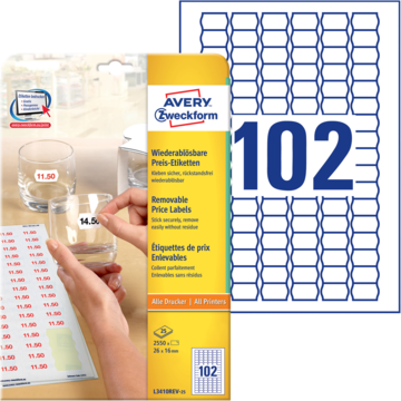 Prisetikett Avery 26x16mm Avta