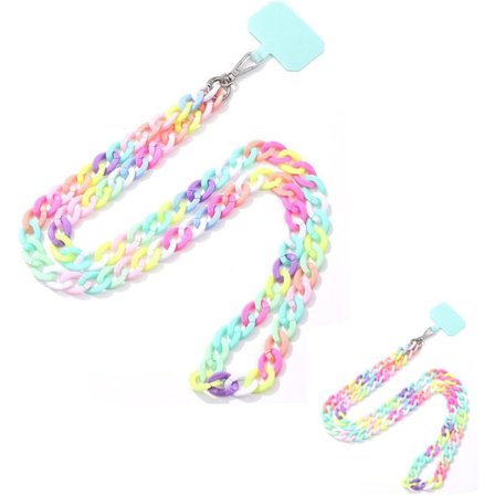 Universelle Mobiltelefonhalskæder med Patch, Mobiltelefonhalskæde, Farverig Akryl Telefonkæde, Kompatibel med de Fleste Smartphones til Mobilcovers