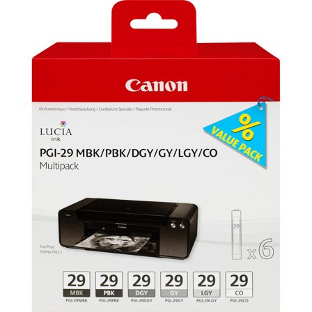 Canon PGI-29 MBK/PBK/DGY/GY/LGY/CO Multipack - 6-pack - grå, lysegrå, mørk grå, matt svart, fotosort, kromaoptimerer - original - blekkbeholder