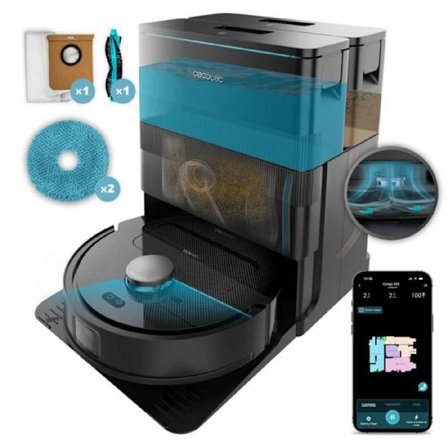 Cecotec Robotdammsugare och Golvmopp med Automatisk Tömning och App Conga X50 X-Treme. Laser-Navigering, Kartsättning