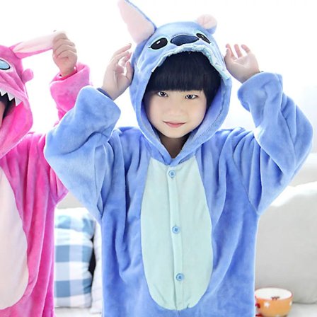 Kigurumi Stitch -sarjakuva-asut lapsille, eläinpyjamat, haalarit, tytöille, pojille, anime-cosplay-asut jouluun ja Halloweeniin