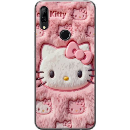 Kompatibel Mobilcover til Huawei P Smart Z Hello Kitty lyserød fluffy baggrund med ikonisk ansigt og kawaii-æstetik
